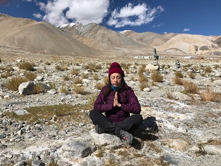 Meditating in Pangong Lake, Ladahk (2017)